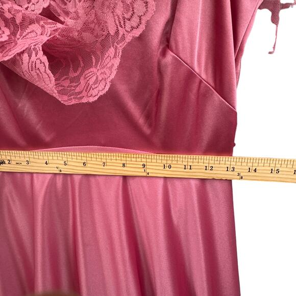 VTG 70s Maxi Dress Sz M Pink Edwardian Boho Prairie Cottagecore Lace Prom Hippie - Picture 10 of 16